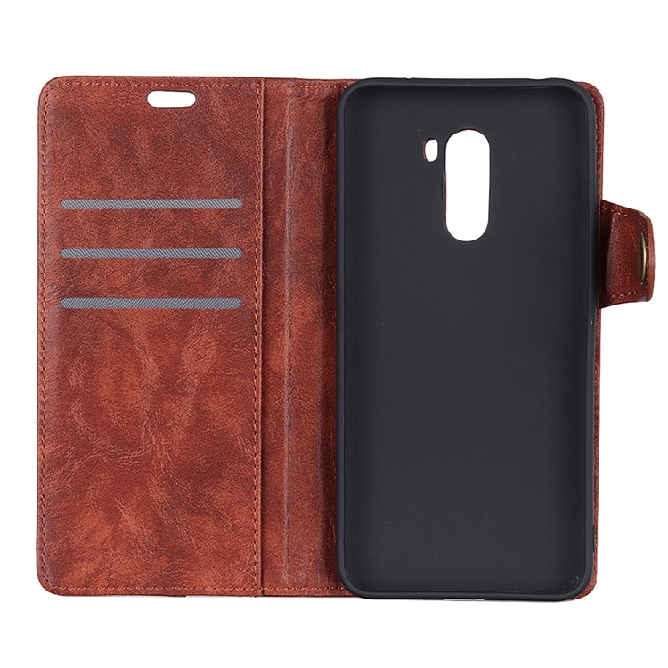 For Xiaomi Pocophone F1 / Poco F1 (India) Crazy Horse Leather Phone Case | S-shape, Wallet and Stand - Brown-9