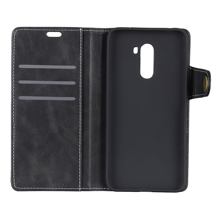 S Shape Crazy Horse Texture Wallet Leather Phone Case for Xiaomi Pocophone F1 / Poco F1 (India) - Black-8