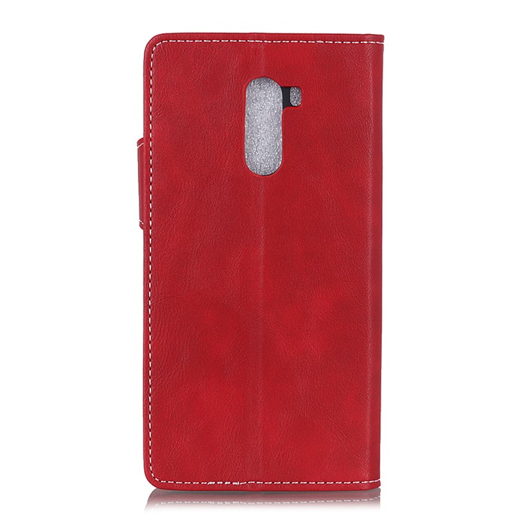 S Shape Textured Stand Leather Phone Cover for Xiaomi Pocophone F1 / Poco F1 (India) - Red-7