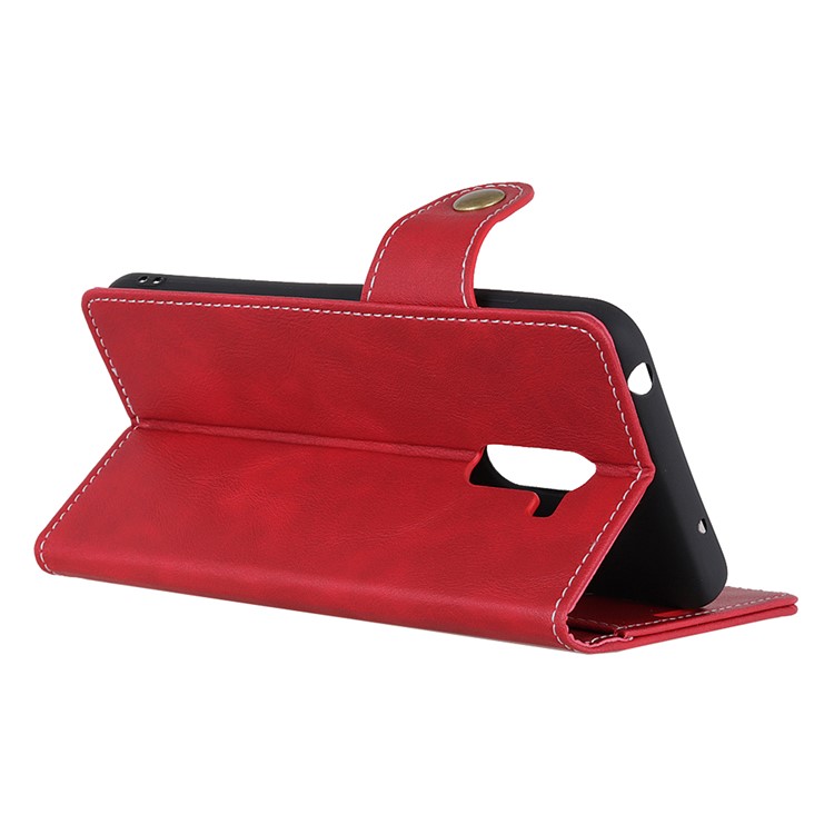 S Shape Textured Stand Leather Phone Cover for Xiaomi Pocophone F1 / Poco F1 (India) - Red-9