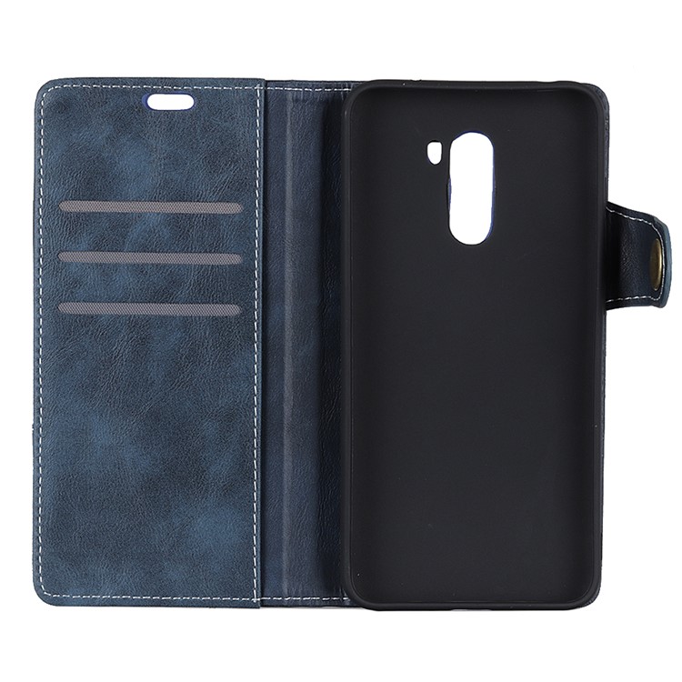 S Shape Textured Magnetic Leather Mobile Case for Xiaomi Pocophone F1 / Poco F1 (India) - Blue-8