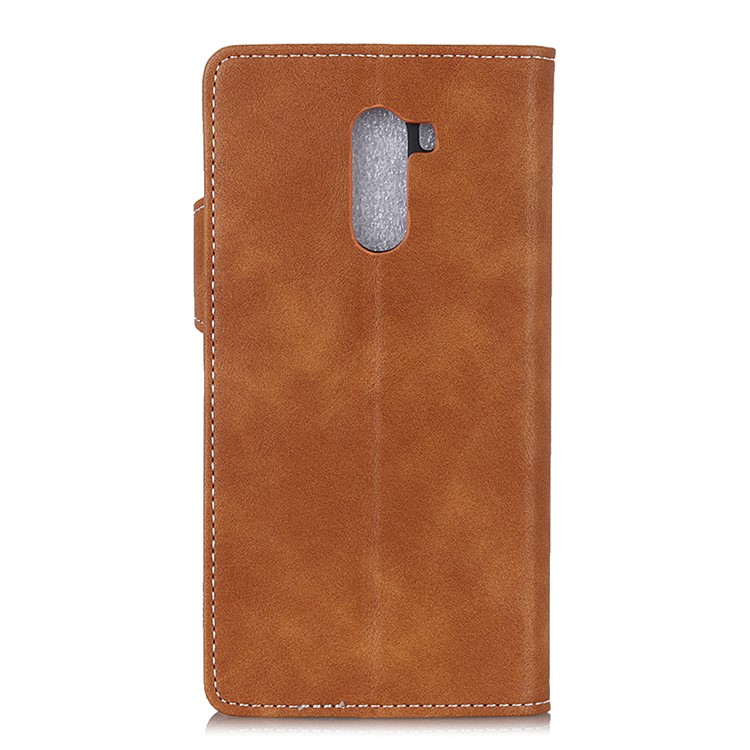 S Shape Textured Wallet Leather Case Cover for Xiaomi Pocophone F1 / Poco F1 (India) - Brown-9