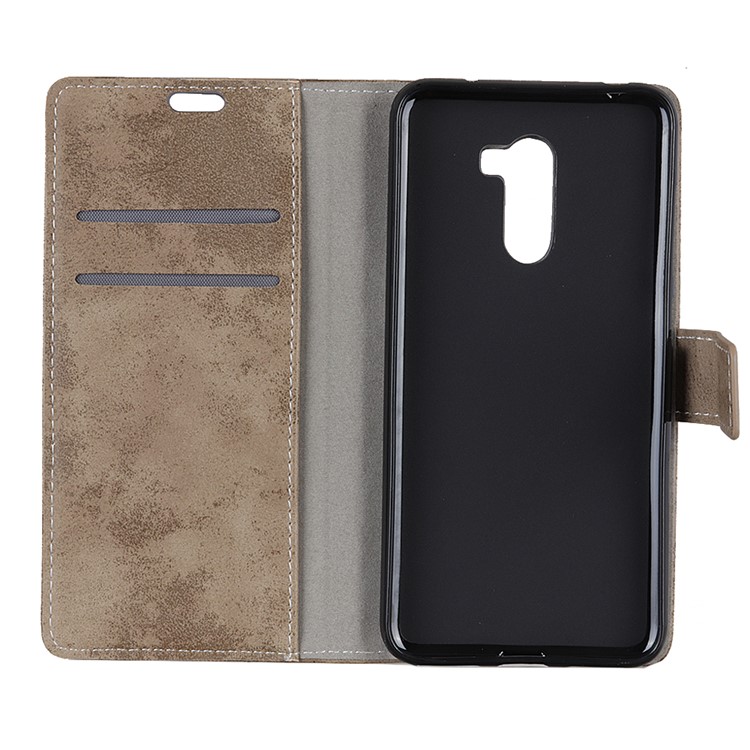 Vintage Style Leather Wallet Phone Case for Xiaomi Pocophone F1 / Poco F1 in India - Khaki-4