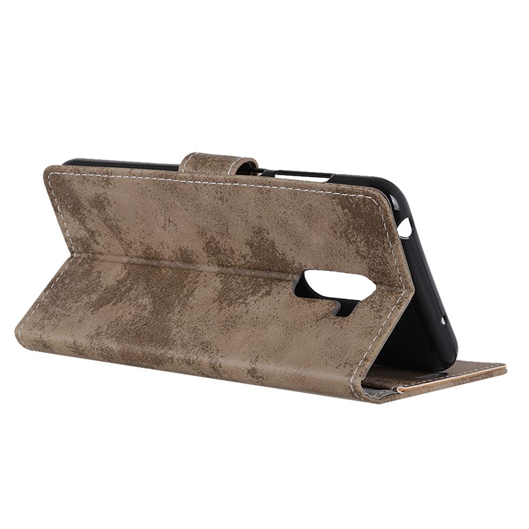 Vintage Style Leather Wallet Phone Case for Xiaomi Pocophone F1 / Poco F1 in India - Khaki-5
