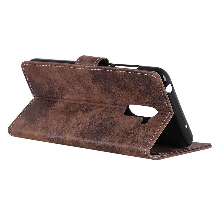 Vintage Style Wallet Leather Stand Cover for Xiaomi Pocophone F1 / Poco F1 in India - Brown-5