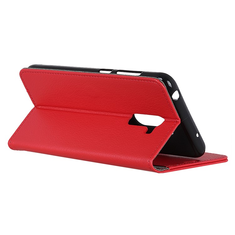 Litchi Skin Wallet Leather Stand Shell for Xiaomi Pocophone F1 / Poco F1 in India - Red-5