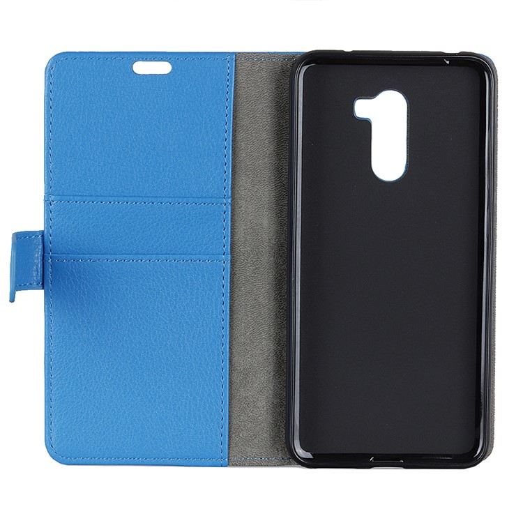 Litchi Skin Cell Phone Leather Wallet Case for Xiaomi Pocophone F1 / Poco F1 in India - Blue-4