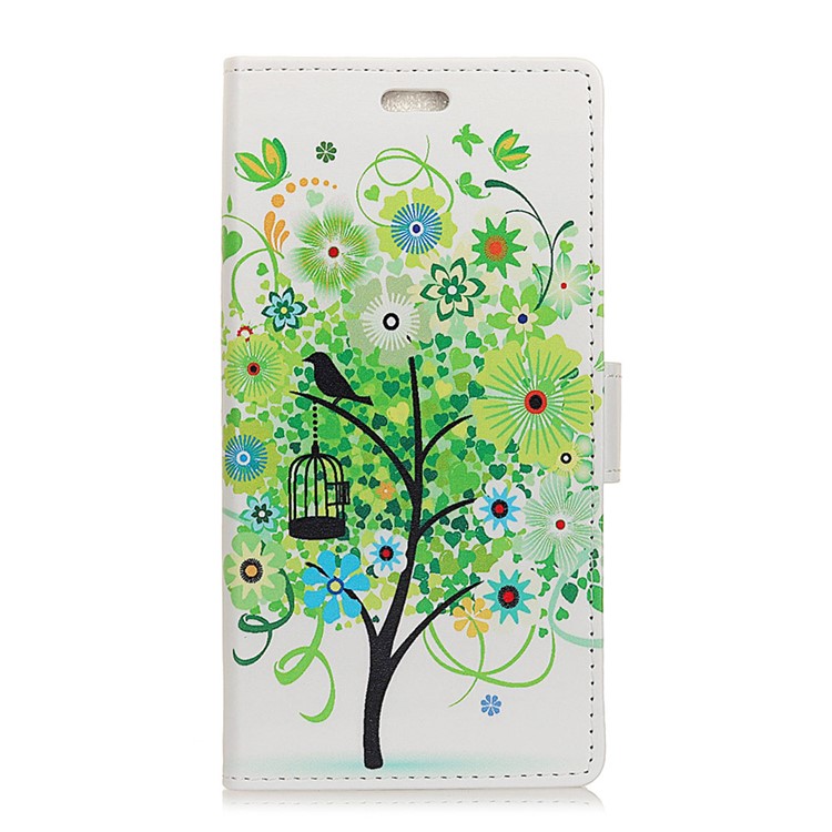 For Xiaomi Pocophone F1 / Poco F1 (India) Patterned PU Leather Phone Cover (Wallet and Stand) - Green Flower Tree-2