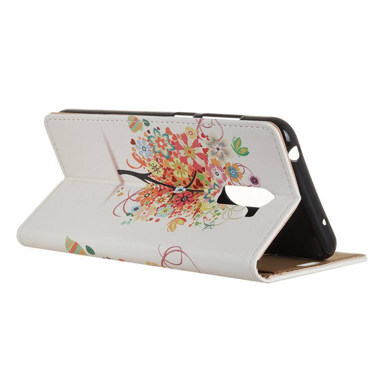 For Xiaomi Pocophone F1 / Poco F1 (India) Patterned PU Leather Mobile Case (Wallet and Stand) - Colorful Flower Tree-6