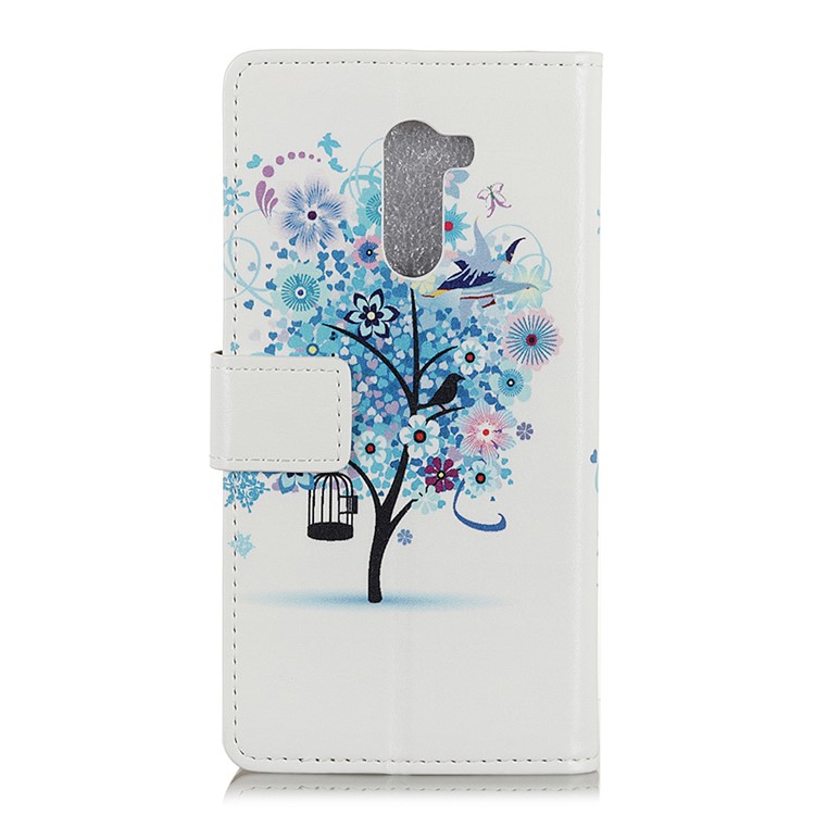 For Xiaomi Pocophone F1 / Poco F1 (India) Patterned PU Leather Protection Case (Wallet and Stand) - Blue Flowers Tree Birdcage-3