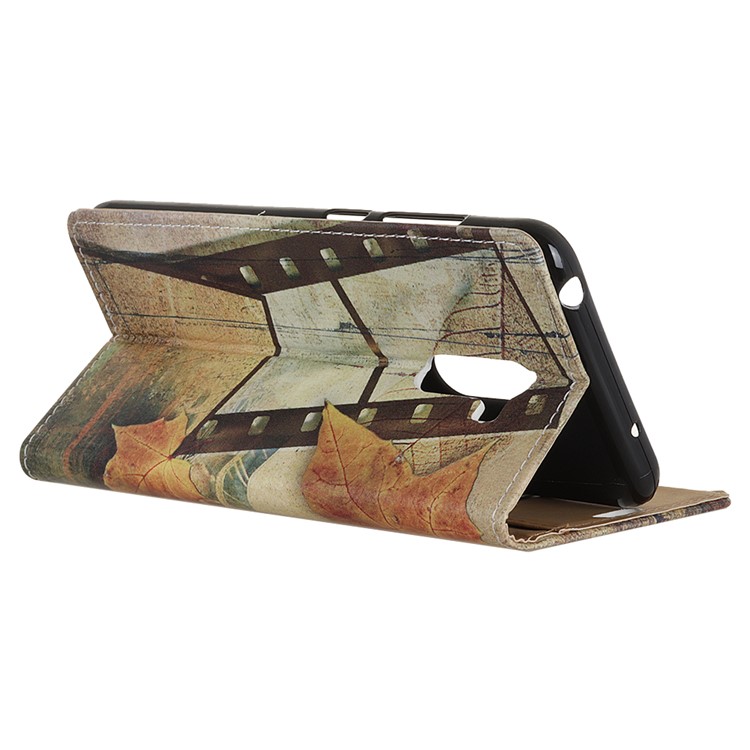 For Xiaomi Pocophone F1 / Poco F1 (India) Patterned PU Leather Protective Case (Wallet and Stand) - Eiffel Tower and Maple Leaves-6