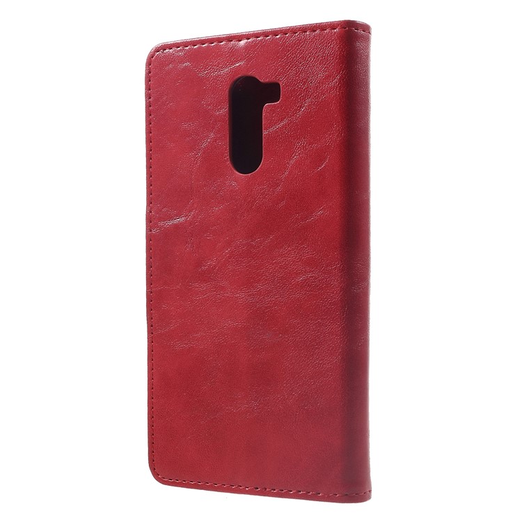 Crazy Horse Wallet Stand Split Leather Flip Casing for Xiaomi Pocophone F1 / Poco F1 (India) - Red-2
