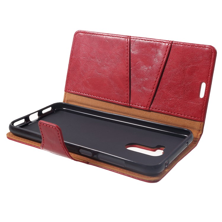 Crazy Horse Wallet Stand Split Leather Flip Casing for Xiaomi Pocophone F1 / Poco F1 (India) - Red-5