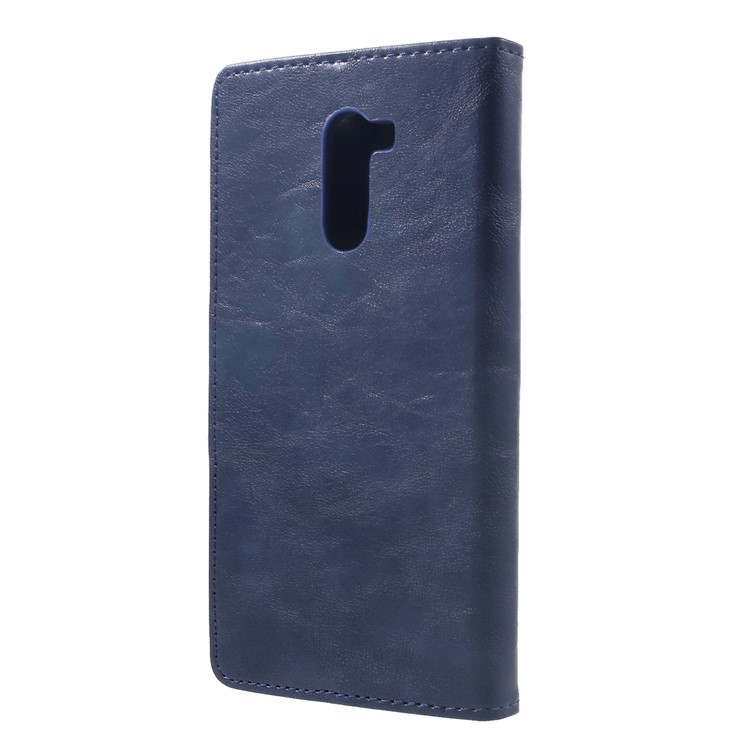 Crazy Horse Wallet Stand Dividir Couro Flip Tampa Do Telefone Móvel Para Xiaomi Pocophone F1 / Poco F1 (índia) - Azul-2