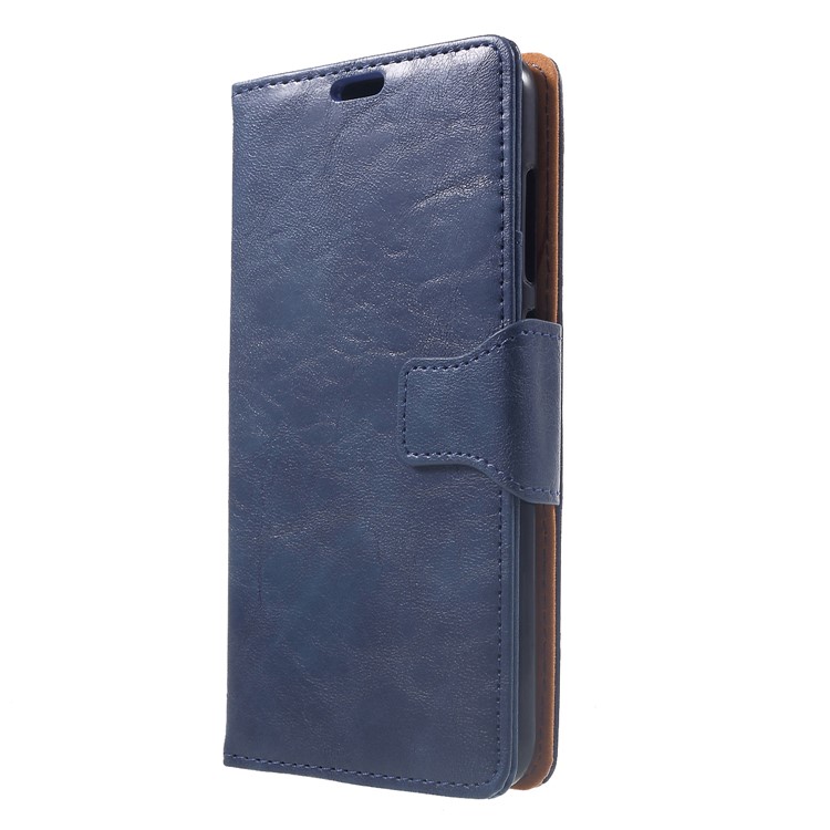 Crazy Horse Wallet Stand Dividir Couro Flip Tampa Do Telefone Móvel Para Xiaomi Pocophone F1 / Poco F1 (índia) - Azul-3