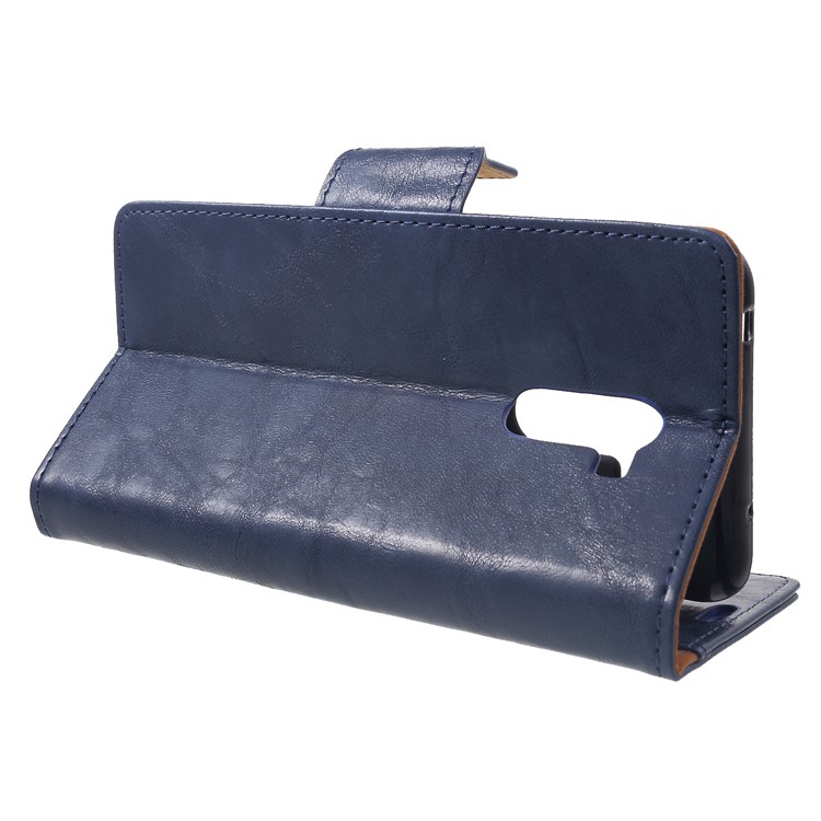 Crazy Horse Wallet Stand Dividir Couro Flip Tampa Do Telefone Móvel Para Xiaomi Pocophone F1 / Poco F1 (índia) - Azul-4