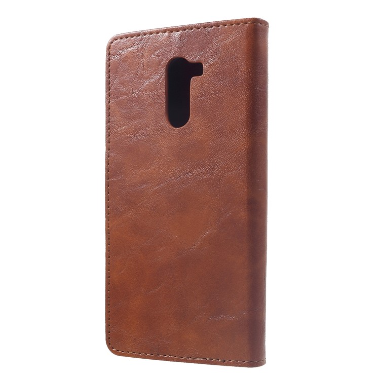 Crazy Horse Split Leather Wallet Stand Protection Phone Casing for Xiaomi Pocophone F1 / Poco F1 (India) - Brown-2