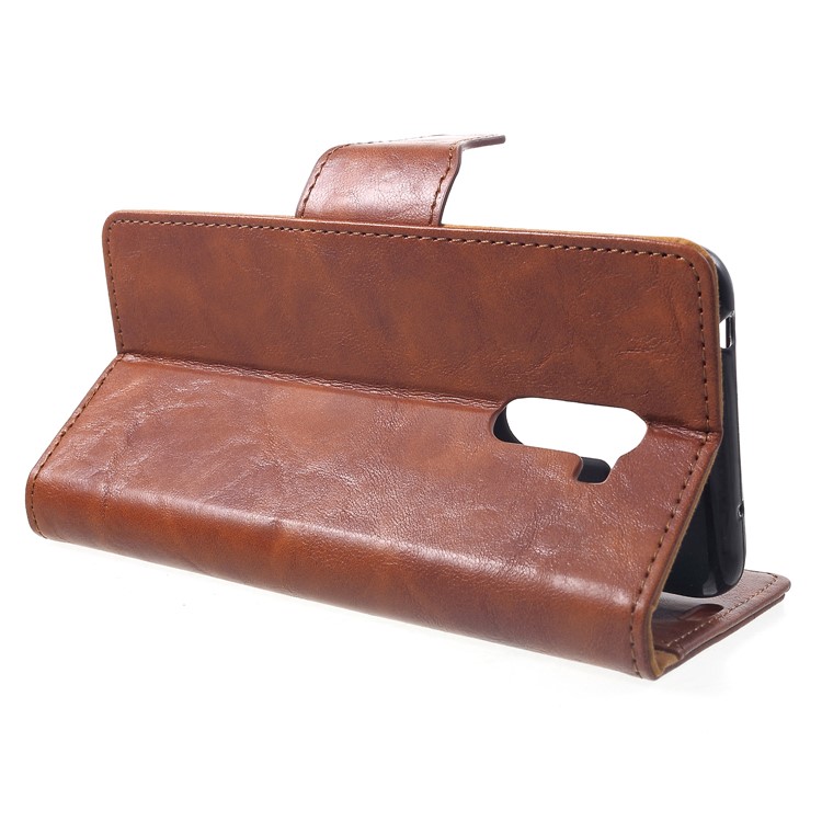 Crazy Horse Split Leather Wallet Stand Protection Phone Casing for Xiaomi Pocophone F1 / Poco F1 (India) - Brown-4