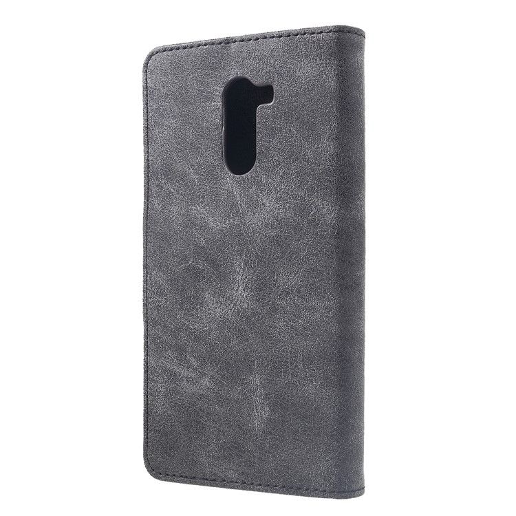 Vintage Style Split Leather Stand Magnetic Wallet Case for Xiaomi Pocophone F1 / Poco F1 (India) - Grey-2