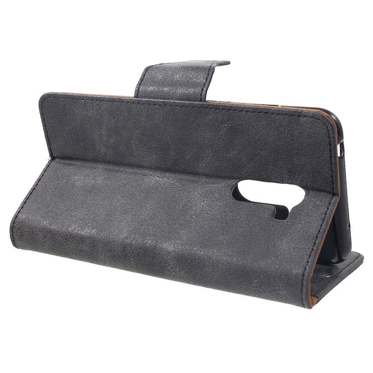 Vintage Style Split Leather Stand Magnetic Wallet Case for Xiaomi Pocophone F1 / Poco F1 (India) - Grey-4