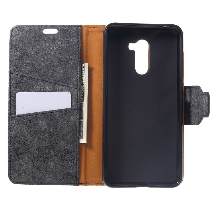 Vintage Style Split Leather Stand Magnetic Wallet Case for Xiaomi Pocophone F1 / Poco F1 (India) - Grey-5