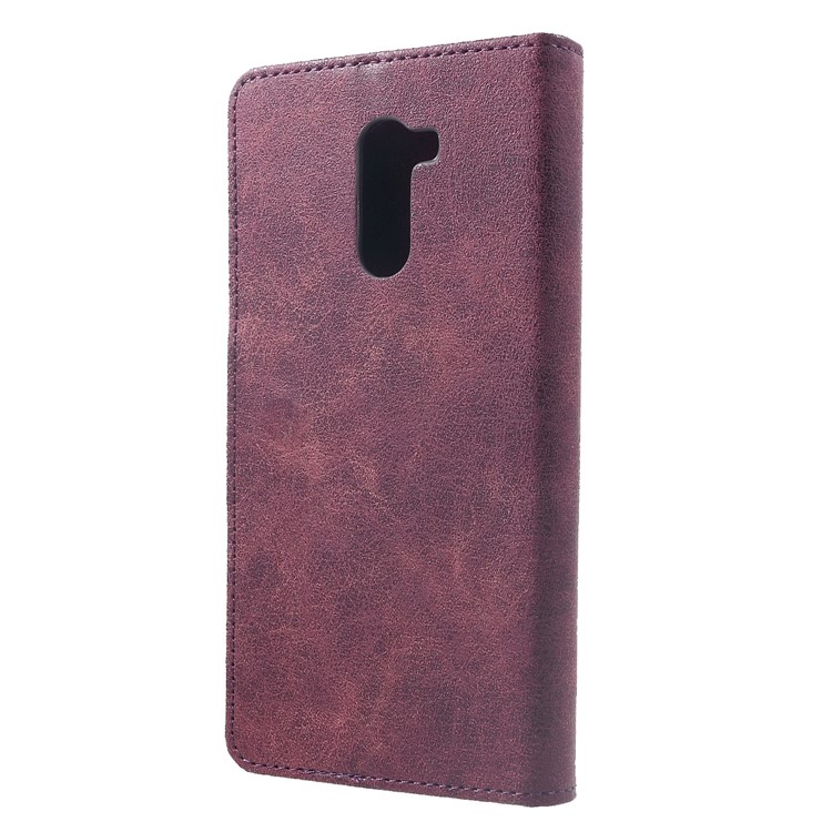 Vintage Style Split Leather Stand Magnetic Wallet Cover for Xiaomi Pocophone F1 / Poco F1 (India) - Wine Red-2