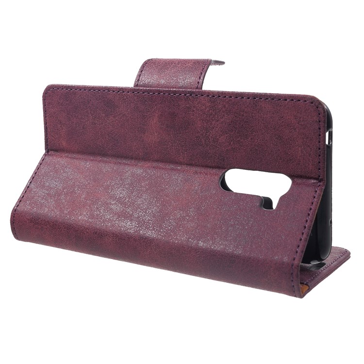 Vintage Style Split Leather Stand Magnetic Wallet Cover for Xiaomi Pocophone F1 / Poco F1 (India) - Wine Red-4