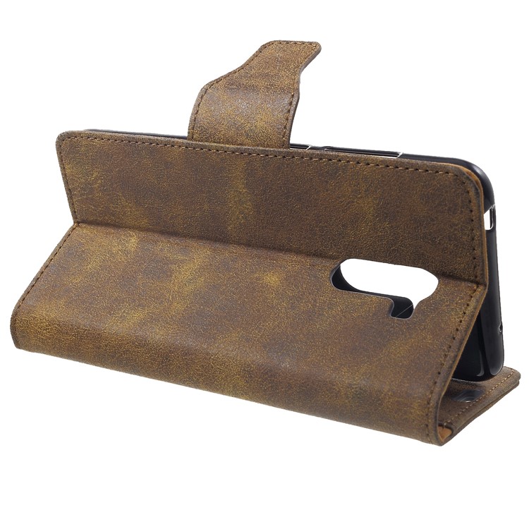 Vintage Style Split Leather Stand Magnetic Wallet Casing for Xiaomi Pocophone F1 / Poco F1 (India) - Coffee-4