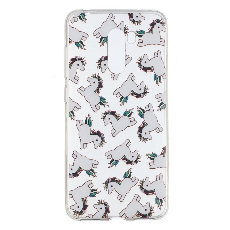 Pattern Printing Soft TPU Back Lightweight Cover for Xiaomi Pocophone F1 / Poco F1 (India) - Jumping Unicorns-1