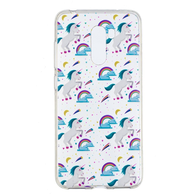 Pattern Printing Soft TPU Back Protection Featherweight Cover for Xiaomi Pocophone F1 / Poco F1 (India) - Unicorns and Rainbow-1