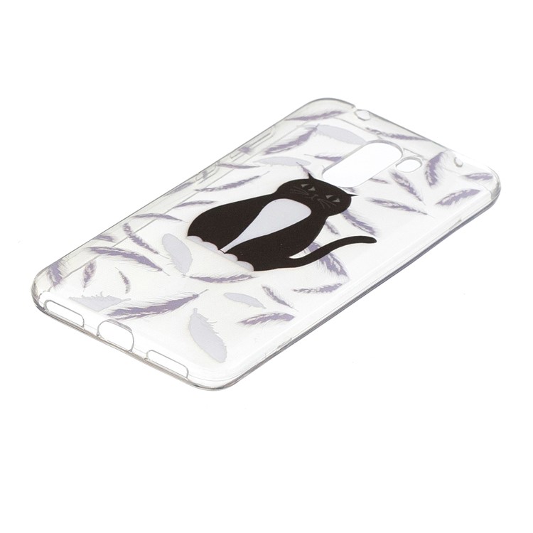 Pattern Printing Soft TPU Phone Back Cover for Xiaomi Pocophone F1 / Poco F1 (India) - Cat and Feather-2
