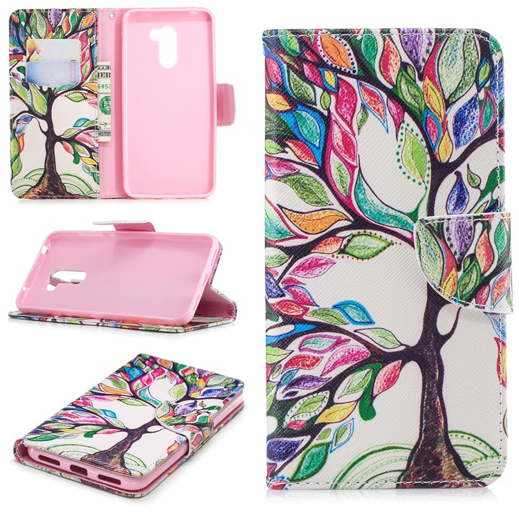 Pattern Printing PU Leather Protection Cell Phone Case for Xiaomi Pocophone F1 / Poco F1 - Colorized Tree-1