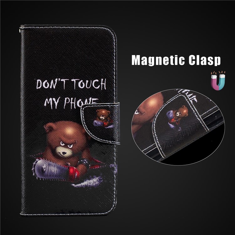 Pattern Printing PU Leather Protection Cell Phone Cover for Xiaomi Pocophone F1 / Poco F1 (India) - Bear and Warnings-10
