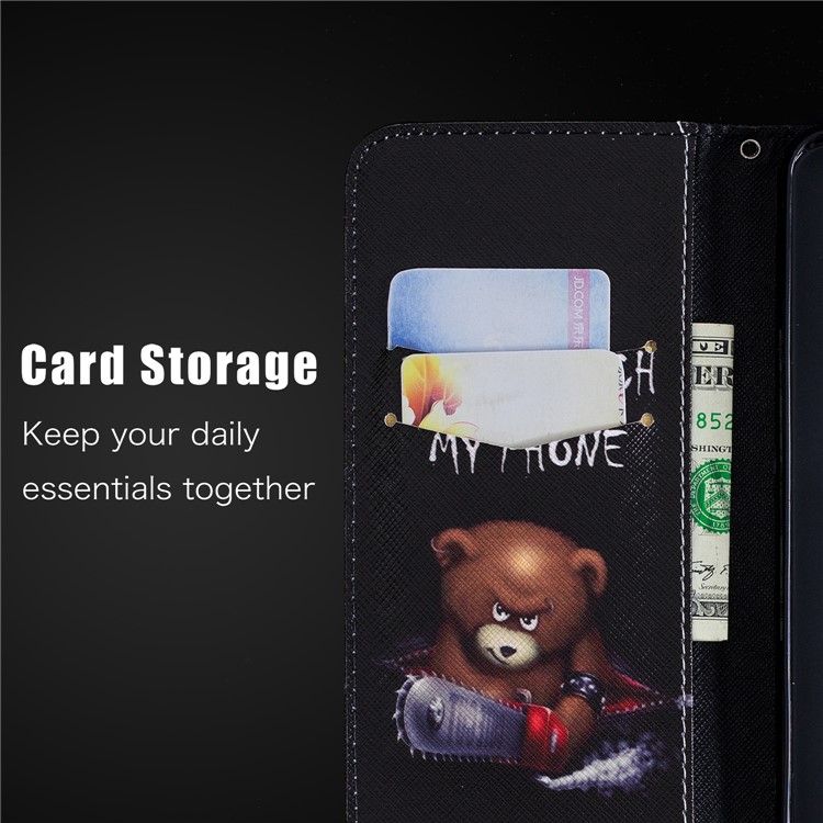 Pattern Printing PU Leather Protection Cell Phone Cover for Xiaomi Pocophone F1 / Poco F1 (India) - Bear and Warnings-11