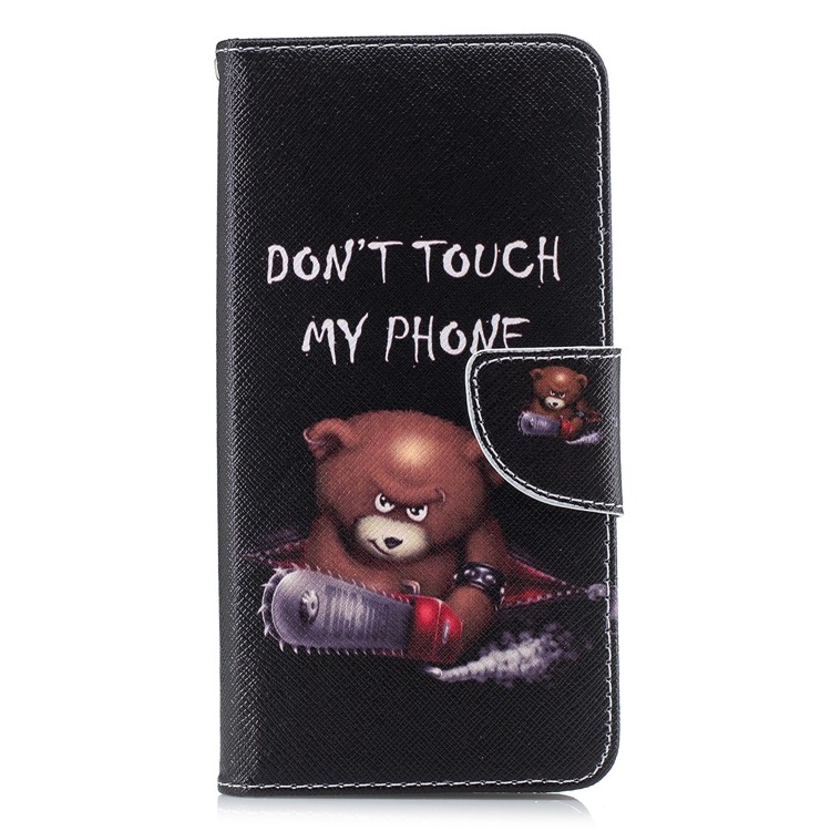Pattern Printing PU Leather Protection Cell Phone Cover for Xiaomi Pocophone F1 / Poco F1 (India) - Bear and Warnings-2