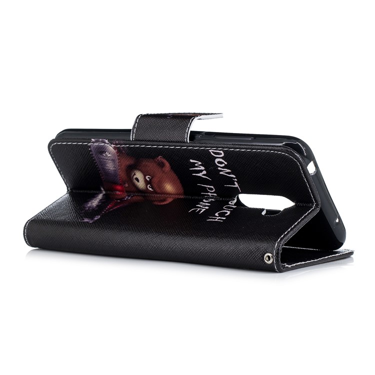 Pattern Printing PU Leather Protection Cell Phone Cover for Xiaomi Pocophone F1 / Poco F1 (India) - Bear and Warnings-4