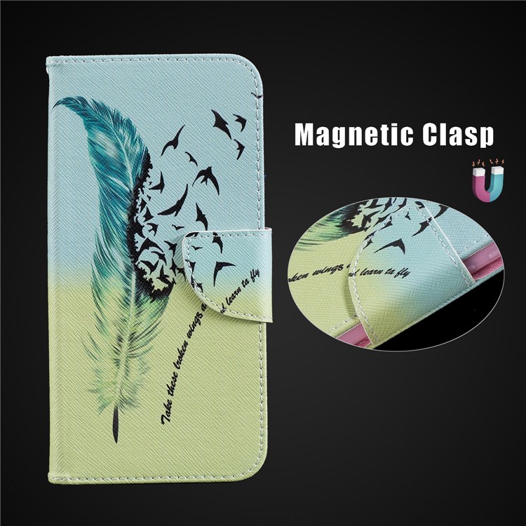 Pattern Printing PU Leather Protection Mobile Phone Case for Xiaomi Pocophone F1 / Poco F1 (India) - Feather Pattern-10