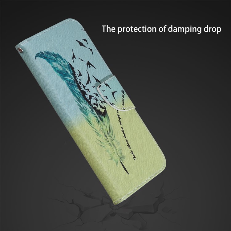 Pattern Printing PU Leather Protection Mobile Phone Case for Xiaomi Pocophone F1 / Poco F1 (India) - Feather Pattern-12