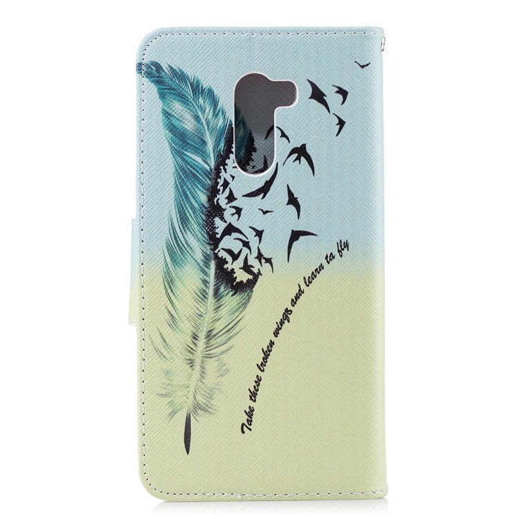Pattern Printing PU Leather Protection Mobile Phone Case for Xiaomi Pocophone F1 / Poco F1 (India) - Feather Pattern-3