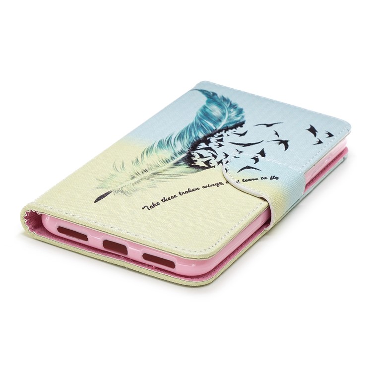 Pattern Printing PU Leather Protection Mobile Phone Case for Xiaomi Pocophone F1 / Poco F1 (India) - Feather Pattern-6