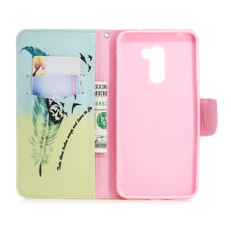 Pattern Printing PU Leather Protection Mobile Phone Case for Xiaomi Pocophone F1 / Poco F1 (India) - Feather Pattern-8