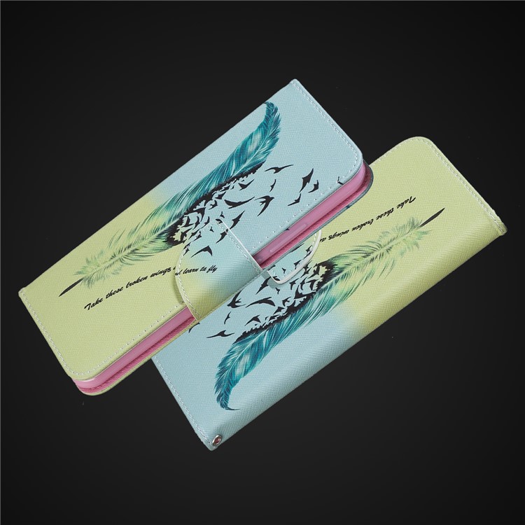 Pattern Printing PU Leather Protection Mobile Phone Case for Xiaomi Pocophone F1 / Poco F1 (India) - Feather Pattern-9