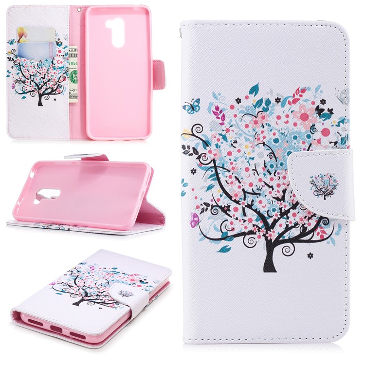 Pattern Printing PU Leather Protection Cell Phone Case with Magnet for Xiaomi Pocophone F1 / Poco F1 (India) - Flowered Tree-1