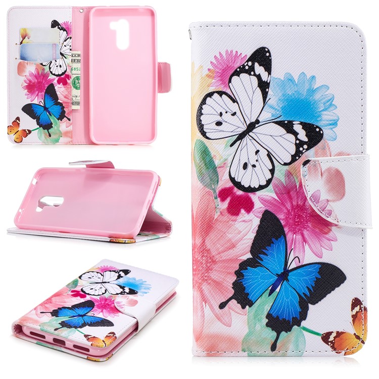 Pattern Printing PU Leather Magnetic Protection Cell Phone Case for Xiaomi Pocophone F1 / Poco F1 (India) - Butterflies and Flowers-1