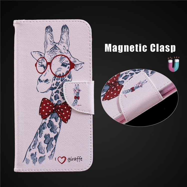 Pattern Printing PU Leather Wallet Protection Cell Phone Case for Xiaomi Pocophone F1 / Poco F1 (India) - Giraffe Wearing Glasses-10