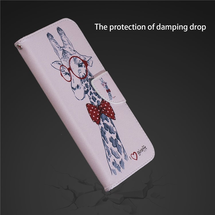 Pattern Printing PU Leather Wallet Protection Cell Phone Case for Xiaomi Pocophone F1 / Poco F1 (India) - Giraffe Wearing Glasses-12