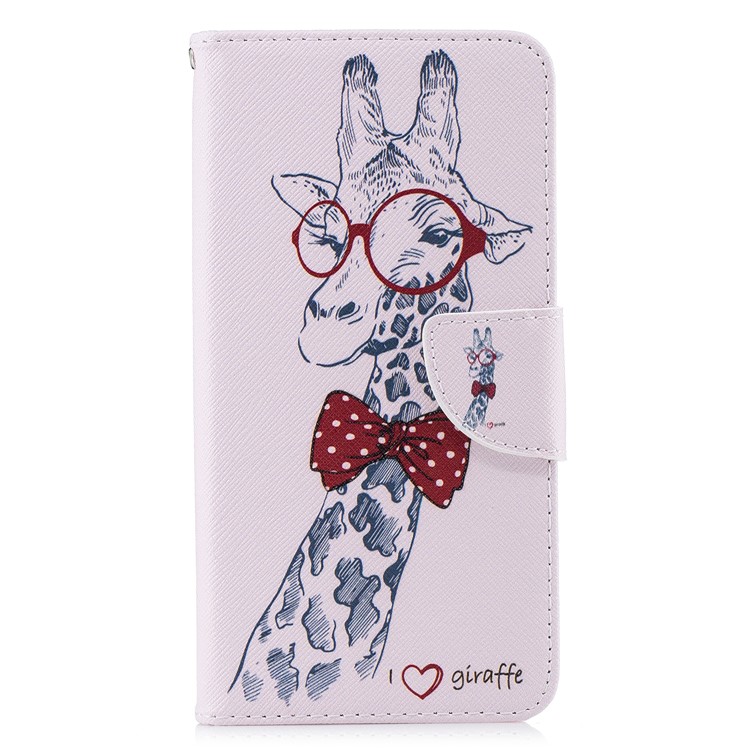 Pattern Printing PU Leather Wallet Protection Cell Phone Case for Xiaomi Pocophone F1 / Poco F1 (India) - Giraffe Wearing Glasses-2