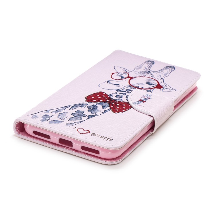 Pattern Printing PU Leather Wallet Protection Cell Phone Case for Xiaomi Pocophone F1 / Poco F1 (India) - Giraffe Wearing Glasses-6