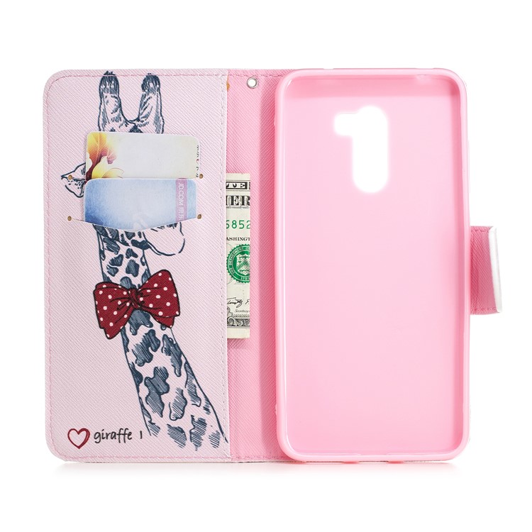 Pattern Printing PU Leather Wallet Protection Cell Phone Case for Xiaomi Pocophone F1 / Poco F1 (India) - Giraffe Wearing Glasses-8