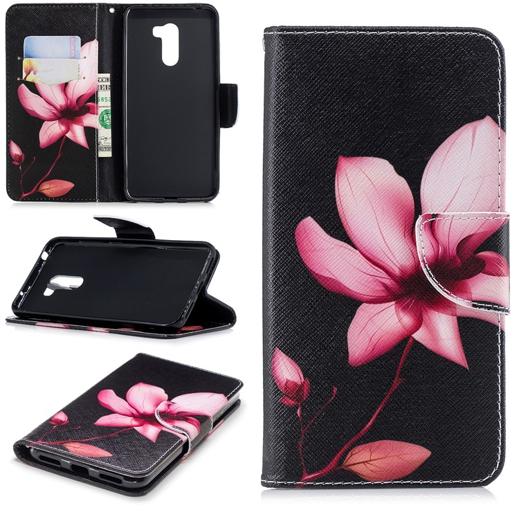 For Xiaomi Pocophone F1 / Poco F1 (India) Patterned PU Leather Stand Mobile Phone Cover - Flower Pattern-1